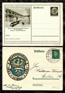 d128 - GERMANY Reich Lot of (2) Postal Cards Oberschlesien (1931) & Chemnitz Bad