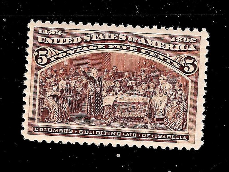 US 1893 Sc# 234 5 c Columbian Mint  VVLH - Crisp Color  - GEM