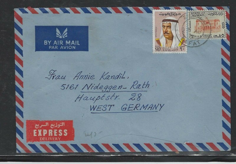 KUWAIT COVER (P1404B) 1973 SHAIHK 90F+5F A/M EXPRESS  SAFAT TO GERMANY