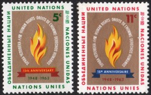 SC#121 & 122 5¢ & 11¢ United Nations: 15 Years Human Rights (1963) MNH