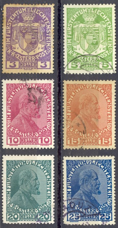 Liechtenstein Sc# 4-9 Used (a) 1917-1918 Definitives