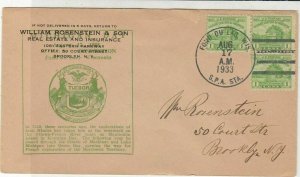 U.S. 1933 Michigan Day Emblem Illust. Fond Du Lac Cancel Stamps Cover Ref 34466