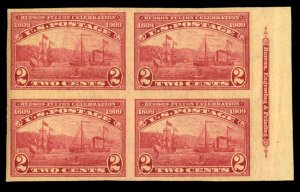 United States, 1904-9 #373 Cat$120+ (for singles), 1909 2c Hudson-Fulton, rig...