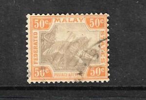 MALAY STATES 1904-22  50c TIGER  FU  SG 47c