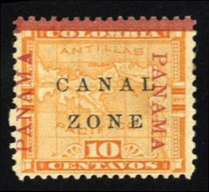 United States Possessions, Canal Zone #13d Cat$27.50, 1904 10c yellow, Panam...