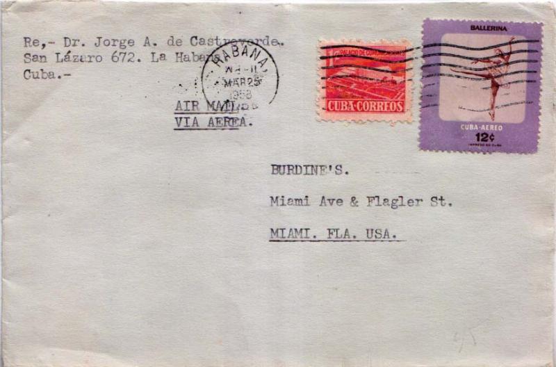 Cuba 1c Proposed Communications Building Postal Tax and 12c Ballerina 1958 Ha...