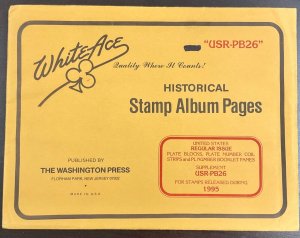 White Ace Historical Stamp Album US Pages Regular Supplement USR-PB 26 1995 NEW