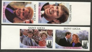 ST. LUCIA Sc#839-840 IMPERFORATE 1986 Royal Wedding Complete Set OG Mint NH