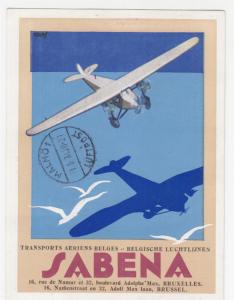 BELGIUM, 1931 Sabena First Flight Card, Antwerp to Malmo, Sweden