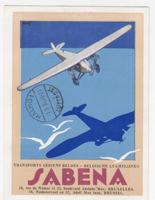 BELGIUM, 1931 Sabena First Flight Card, Antwerp to Malmo, Sweden