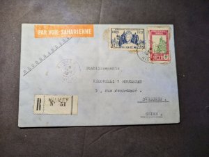 1939 Registered French Colony Niger Airmail Cover Niamey to Suresnes Seine