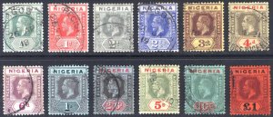 Nigeria 1914 1/2d-£1 GV Definitive Wmk MCA Scott 1-12 SG 1-12 VFU Cat $484