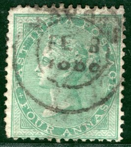 INDIA QV Stamp SG.64 4a Green (1865) Note 1866 CDS Used Cat £40+ GRBLUE130