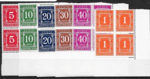 KENYA SGD13/8 1967 POSTAGE DUE SET MNH BLOCKS OF 4