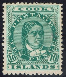 COOK ISLANDS 1913 QUEEN 10D PERF 14 X 15