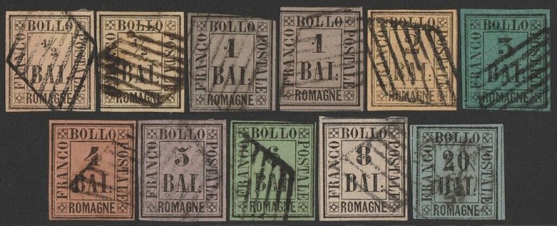 ITALY - Romagna 1859 type-set set + shades. Sass cat €27,800. with Certificates.
