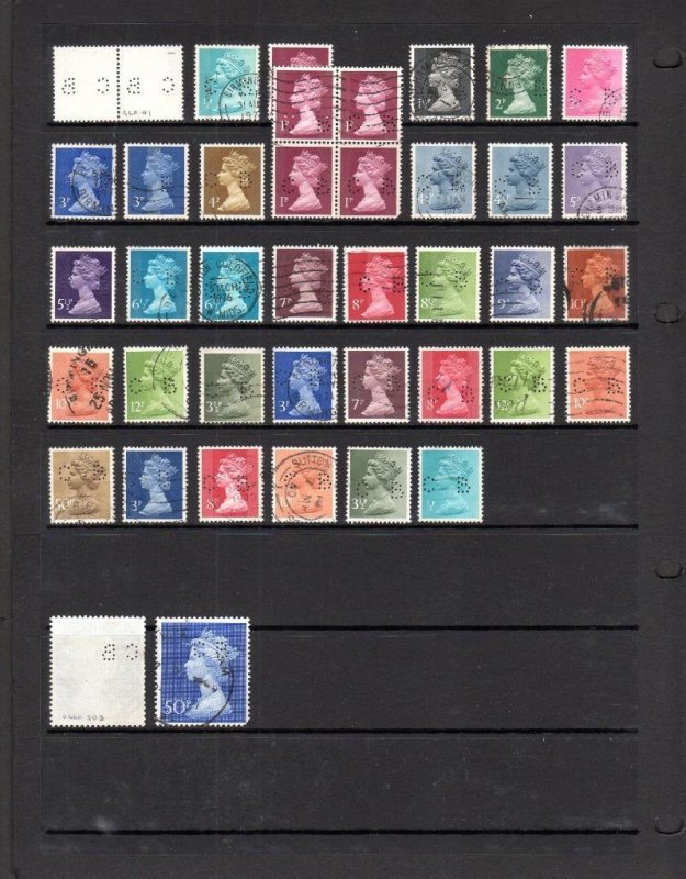 COLLECTION OF QE2 PERFINS ON DOUBLE-SIDED PAGE (PRE-DECIMAL & DECIMAL) 