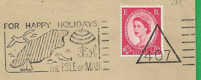 Isle of Man 1963 Cover Slogan Cancel FOR HAPPY HOLIDAYS 407 in triangle Douglas