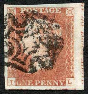 1841 Penny Red (IL) Plate 21 Side marginal Part Inscription