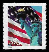 PCBstamps   US #3982  39c Flag/Statue of Liberty, coil,  MNH, (2)