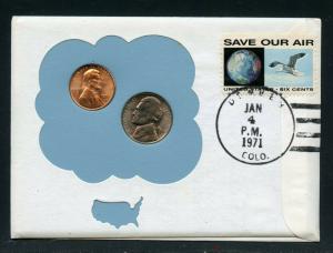 UNITED STATES 1971 COMBO FIRST DAY OF ISSUE COINS SET OF THREE COVERS AS SHOWN