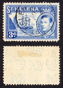 St Helena SG135 KGVI 3d Ultramarine Used Cat 18 pounds