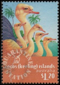Cocos Islands 322 - Used - $1.20 Common Ostrich / Quarantine (1996) (cv $3.25)
