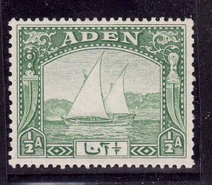 Aden-Sc #1-1/2a light green Dhow-original gum,lightly hinged