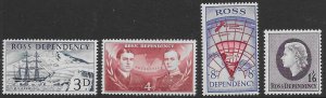 Ross Dependency L-1-4  1957  set  4  FVF  Mint NH