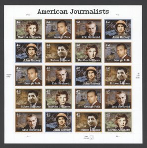 2008 US Scott #4248-4252 42 cent American Journalist full Sheet of 20 , MNH