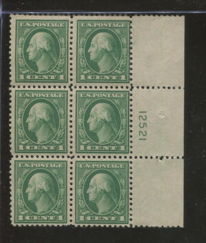 1917 US Postage Stamp #498 Mint Never Hinged F/VF Plate No. 12521 Block of 6