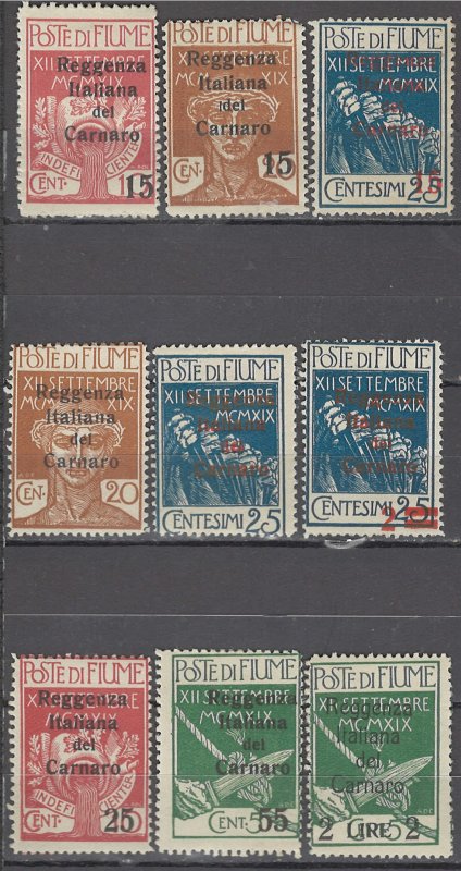 COLLECTION LOT OF #1128 FIUME 9 STAMPS 1920 CV+$85