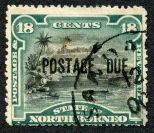 North Borneo SGD10 18c Perf 14.5-15 opt Post Due Cat 70 Pounds