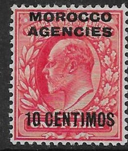 MOROCCO AGENCIES SG113 1907 10c on 1d SCARLET MTD MINT