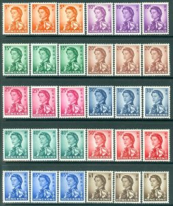 EDW1949SELL : HONG KONG 1962 Sc #203-12. 3 of each. All Very Fine, MNH. Cat $201