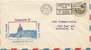 FDR Inaugural cover Noble Number FDR-03v3