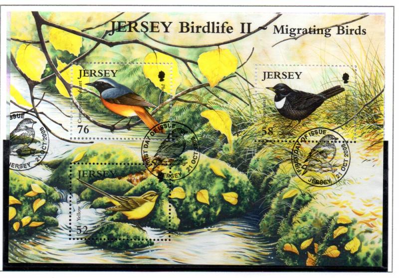 Jersey Sc 1348 2008 Migrating Birds stamp sheet used