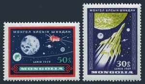 Mongolia 189-190, MNH. Michel 178-179. Lunik 3 Russian moon mission, 1959.