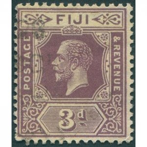 Fiji 1921 3d purple on pale yellow SG130c used