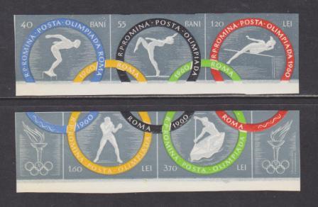 Romania Scott # 1328a-30a Olympic Games (imperf) Strips MNH