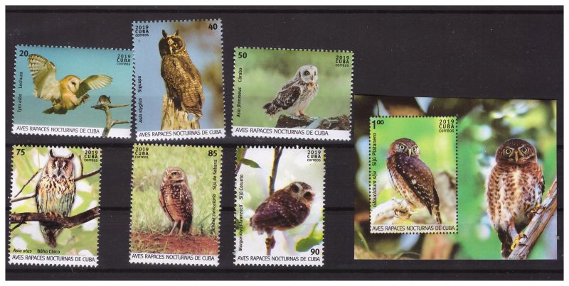 2019 BIRDS OF PREY -OWLS 6v+s/s MNH