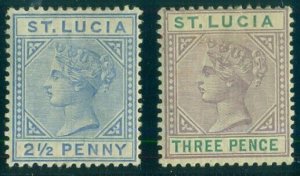 ST. LUCIA #31a, 32a, 2½p & 3p Die A, og, hinged, VF, Scott $225.00