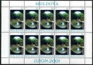 Moldova 376 sheet, MNH. Michel 388 klb. Europa CEPT-2001. Waterfall.