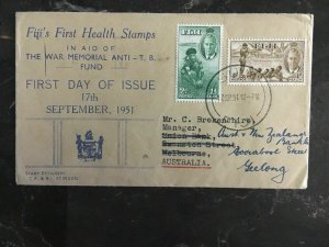 1951 Fiji FDC first day cover Health Stamps War Memorial To Australia