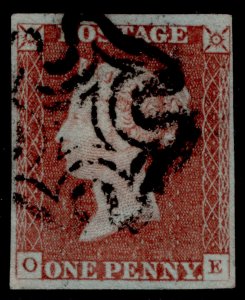GB QV SG8, 1d red-brown BLACK MX PLATE 26, USED. Cat £65. OE
