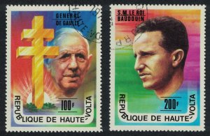 Upper Volta General de Gaulle King Baudouin 2v 1977 CTO SC#434-435 SG#446-447