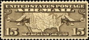 1926 15c Map of United States & Two Mail Planes Scott C8 Mint F/VF NH