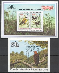 Ft082 1996-97 Solomon Islands Fauna Birds Butterflies Christmas Bl46+Bl50 Mnh