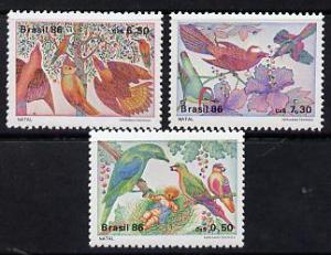 Brazil 1986 Christmas (Birds) set of 3 unmounted mint, SG...