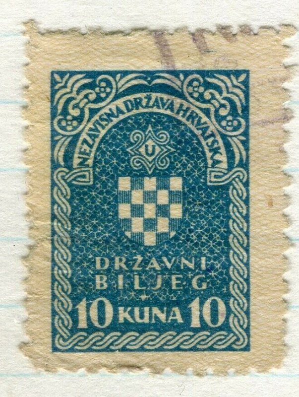 CROATIA; 1940s early classic Revenue/Fiscal issue fine used 10k. value 